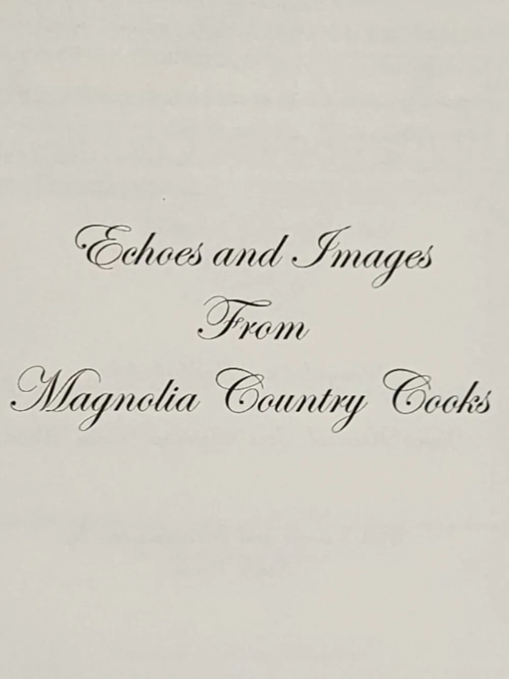 Vintage Echoes and Images from Magnolia County Cook Southern Cookbook NC Recipes